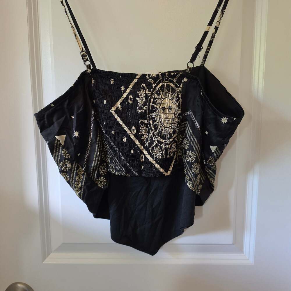 Forever 21 XL Celestial Sun Scarf Print Cami Top Whimsigoth Boho NWT Black - Picture 4 of 9